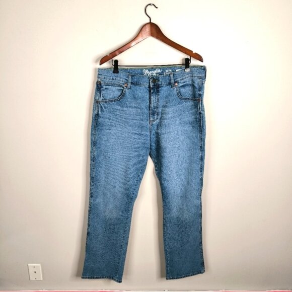 Wrangler Retro Western Cowboy Country Slim Straight Jeans 35x32 - Picture 2 of 8